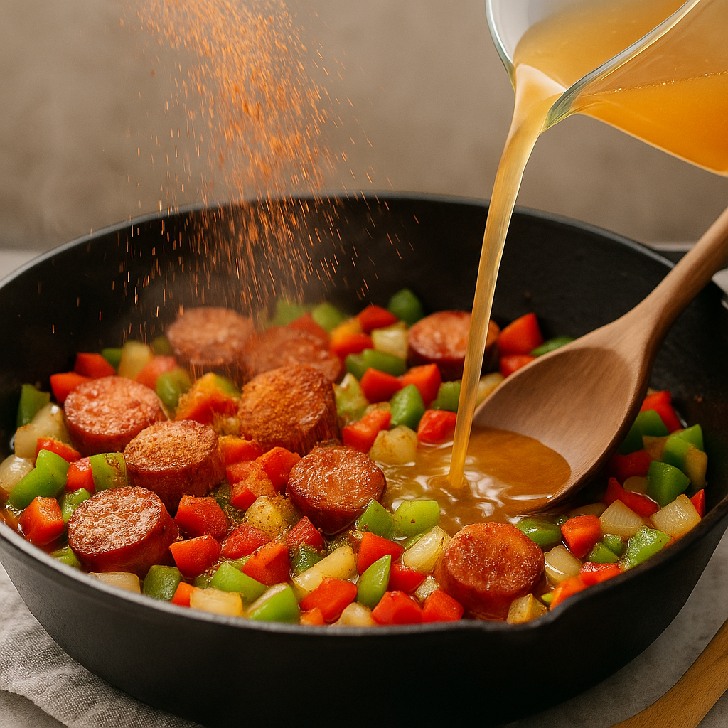 Add Cajun Seasoning & Broth