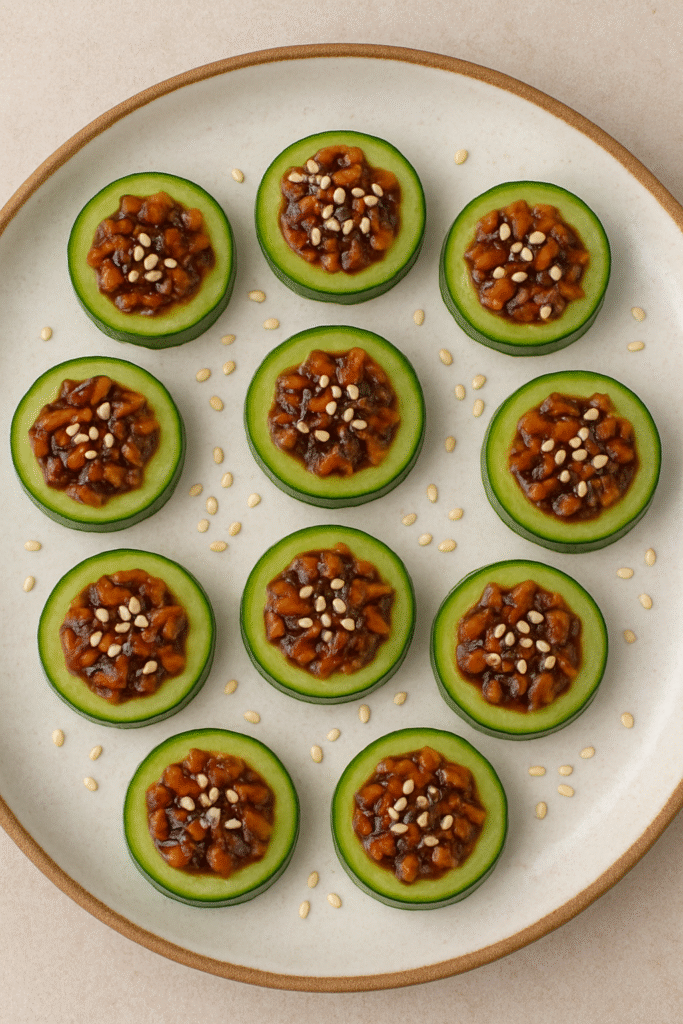 Asian Cucumber Bites with Sesame & Soy