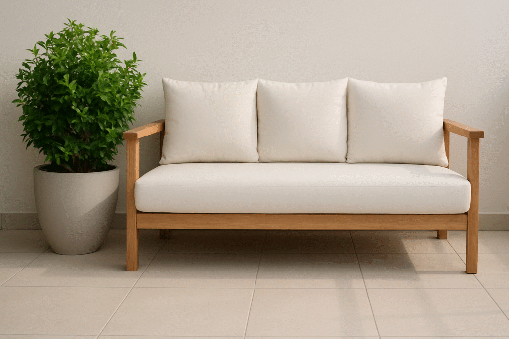 Chic Minimalist Balcony Setup in White and Wood