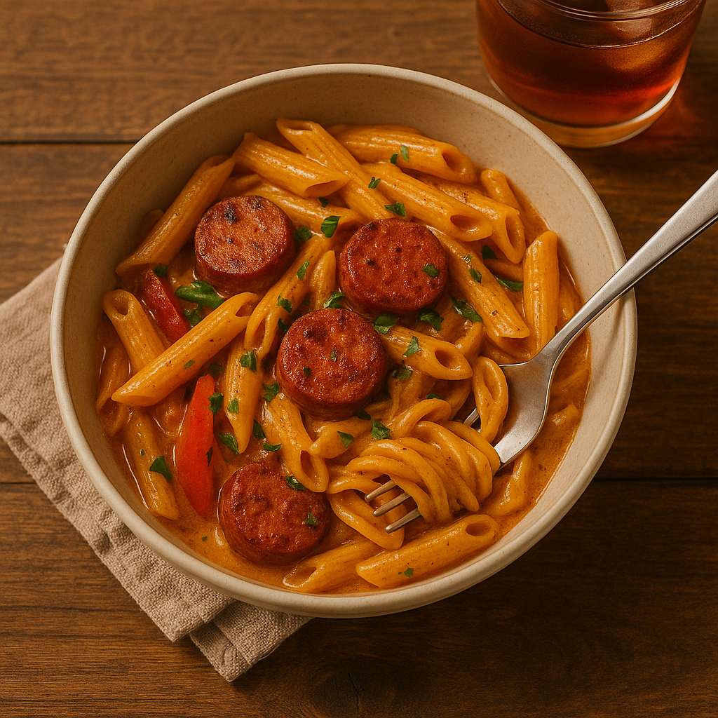 Creamy Cajun Sausage Pasta (One Pot Wonder)