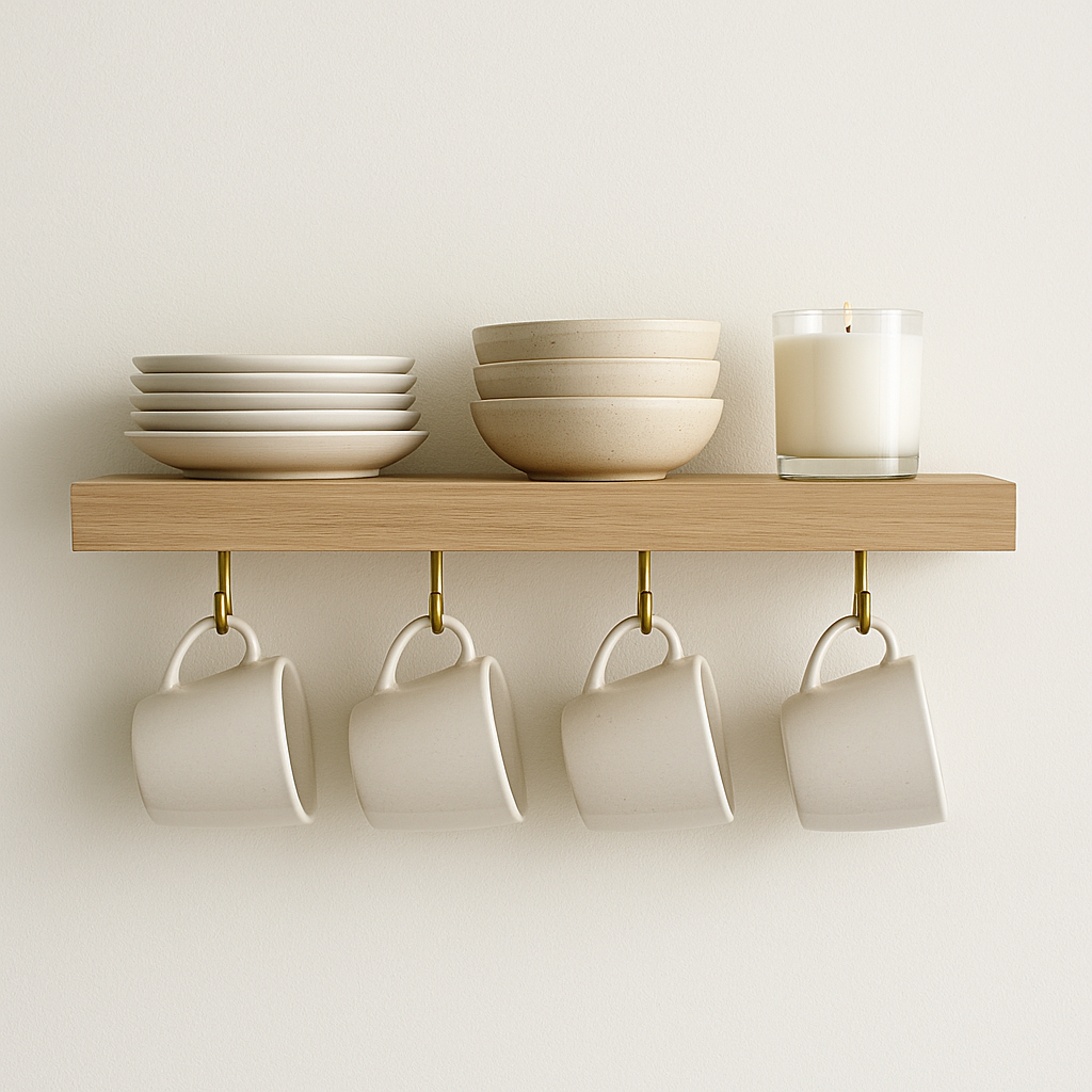Floating Shelf with Under-Hooks