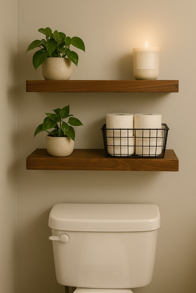 Floating Shelves Above the Toilet