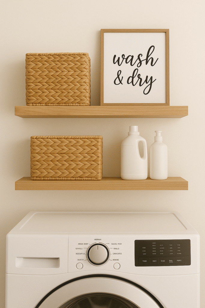 Floating Shelves in the Laundry Room