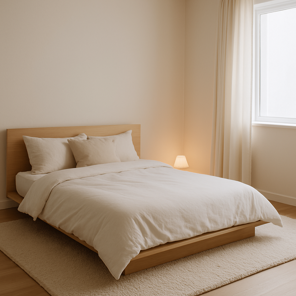 Low Platform Bed with Minimalist Layers