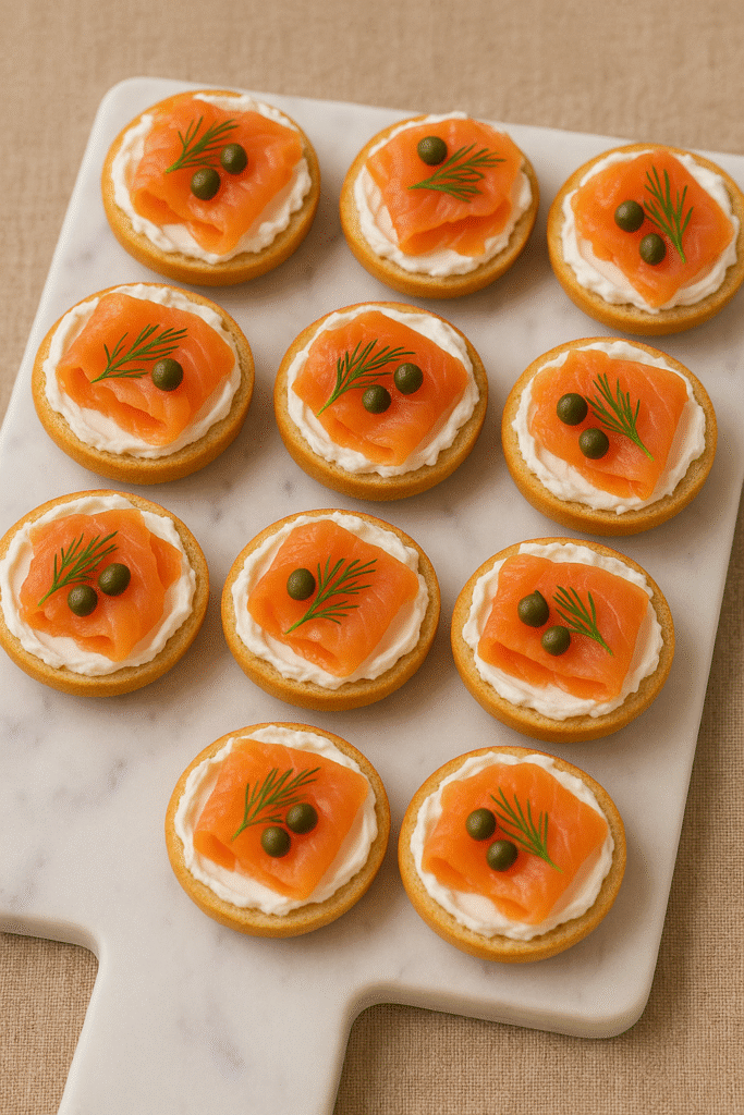 Mini Bagel Bites with Cream Cheese & Lox