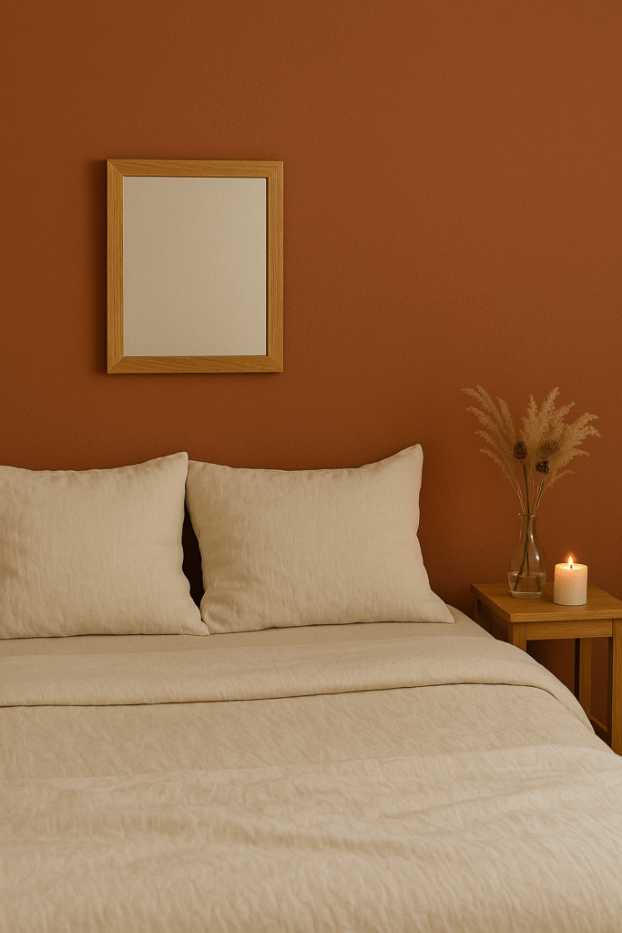 Muted Terracotta Accent Wall with Soft Neutrals
