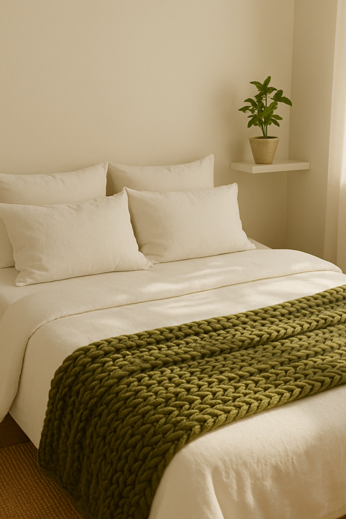 Olive Green Throw Blanket for Earthy Calm