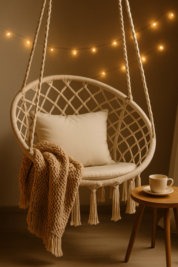 Relaxing Small Balcony with a Hammock or Swing Chair