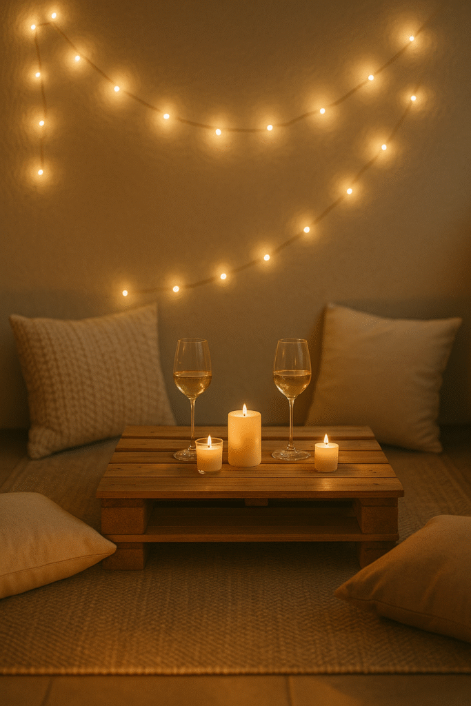 Romantic Balcony Dinner Setup Under the Stars