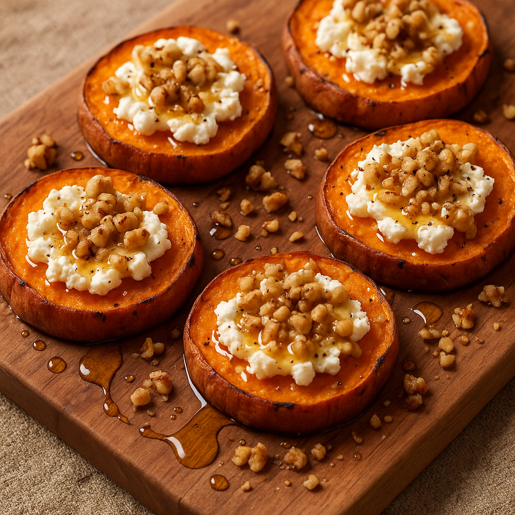 Sweet Potato Rounds with Goat Cheese & Honey