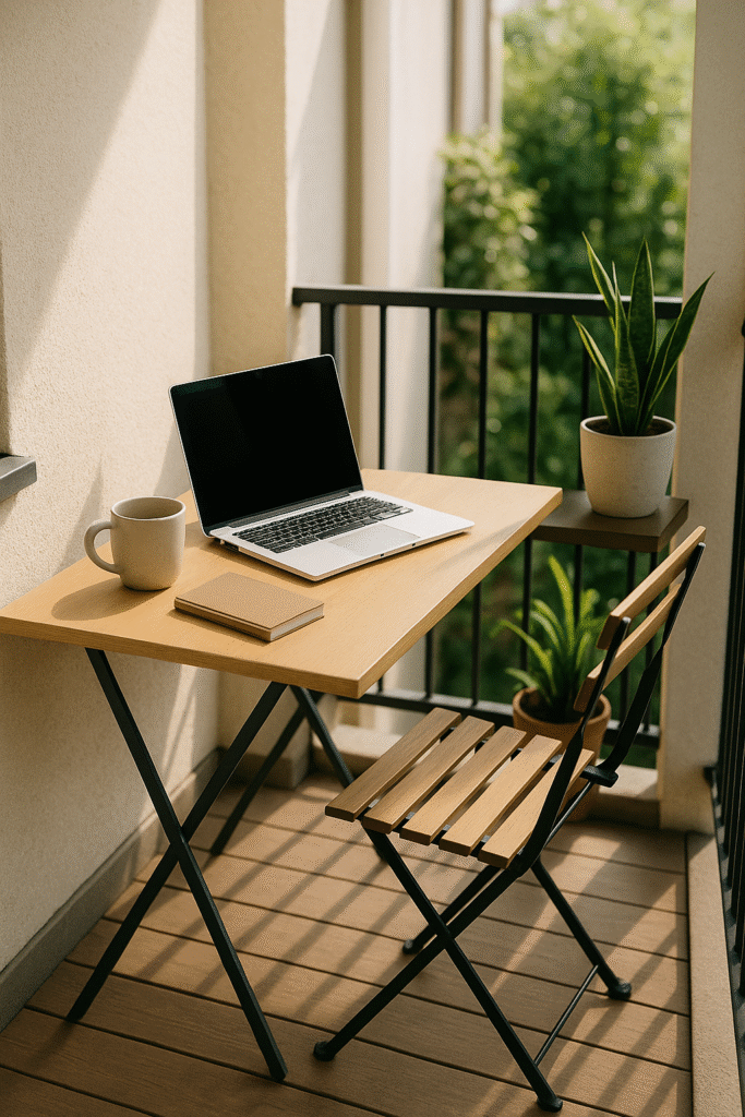 Tiny Balcony Office Setup for WFH Days