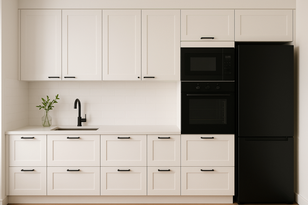 Black Appliances with White Setup