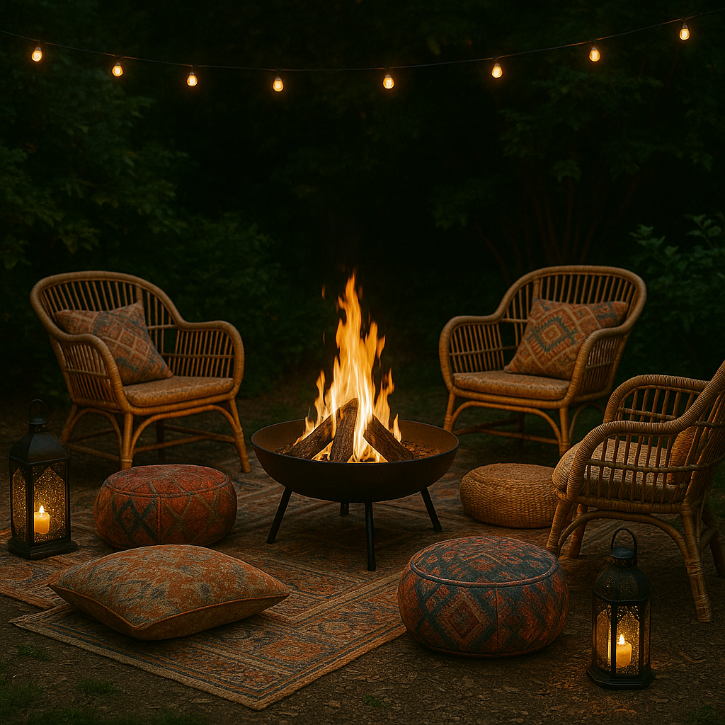 Boho Firepit Gathering Corner