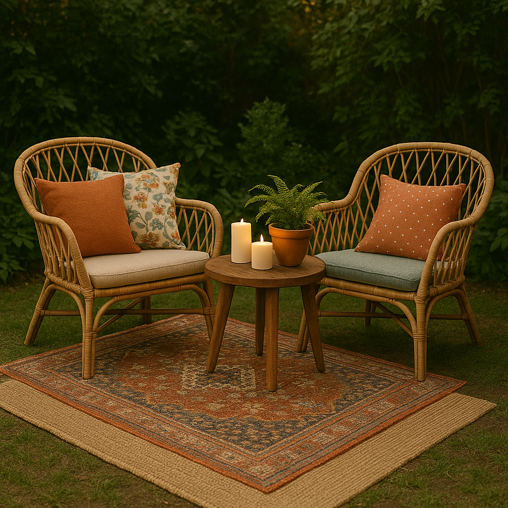 Cozy Boho Garden Seating Area