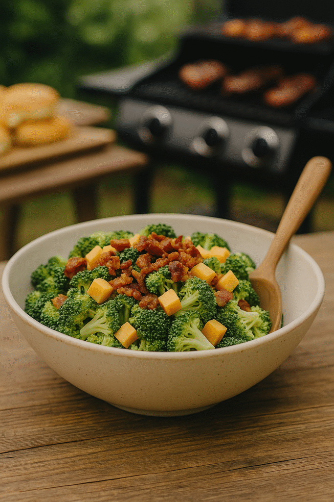 Loaded Broccoli Salad with Bacon & Cheese