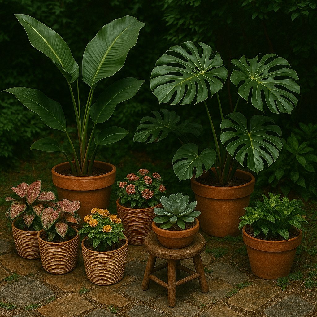 Potted Jungle Corners with Mixed Plants