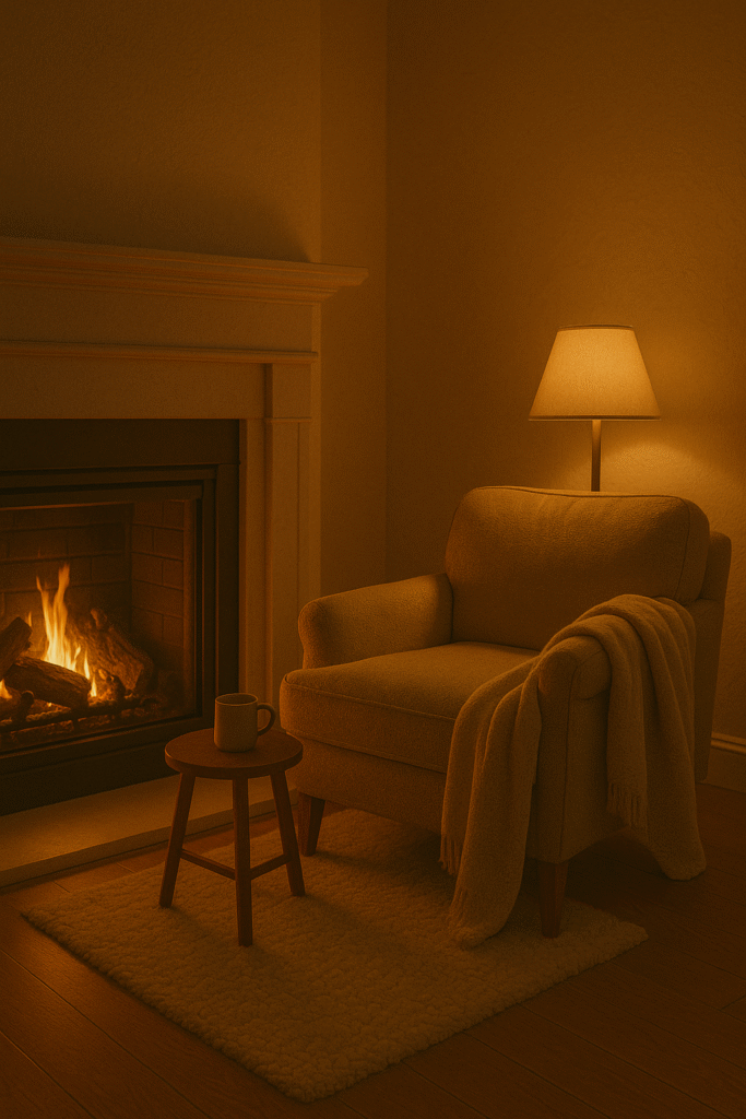 Reading Nook by the Fireplace