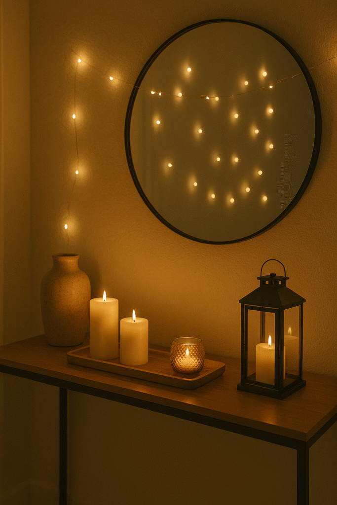 Use Candles, Lanterns, or String Lights for Ambience