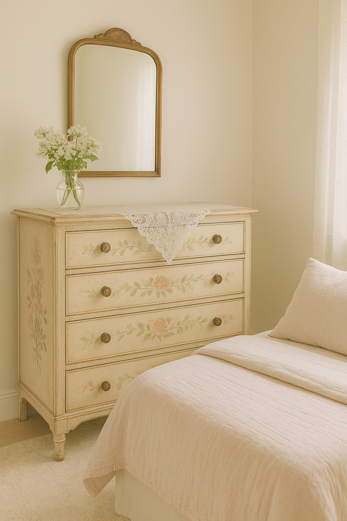 Antique Dressers with Floral Hand-Painted Details