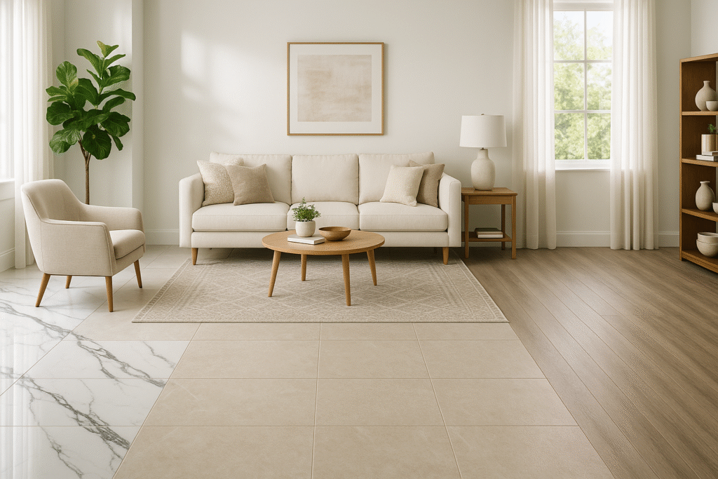 Living Room Flooring Trends 2025: From Elegant Marble to Coastal Laminate Designs