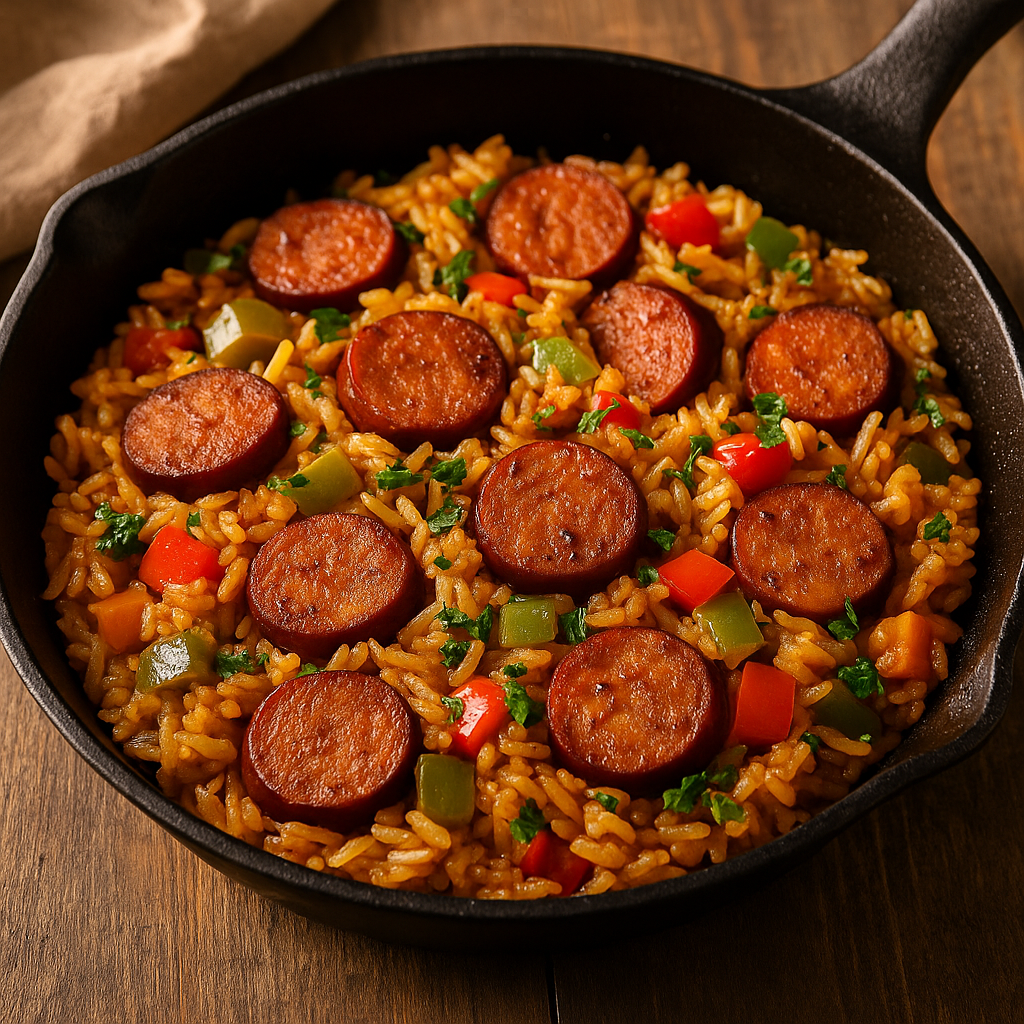 Easy Cajun Sausage and Rice Skillet Recipe