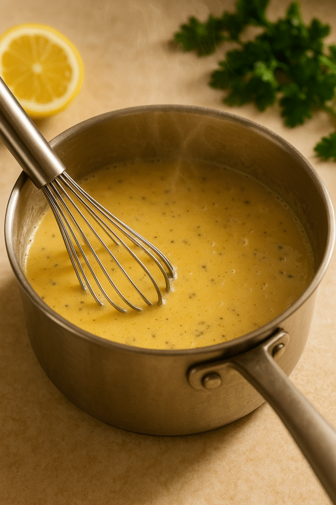 Making the Creamy Butter Sauce