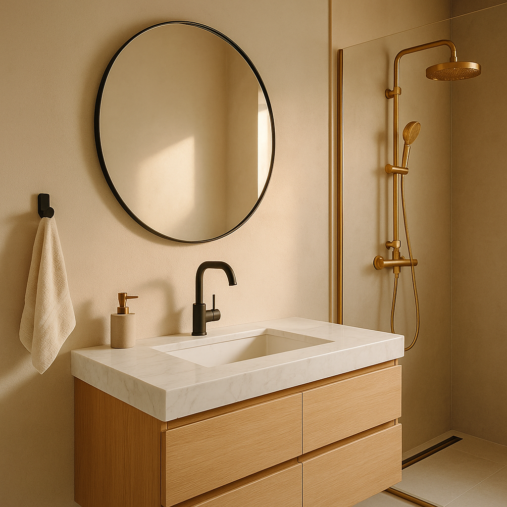 Matte Black & Brass Fixtures