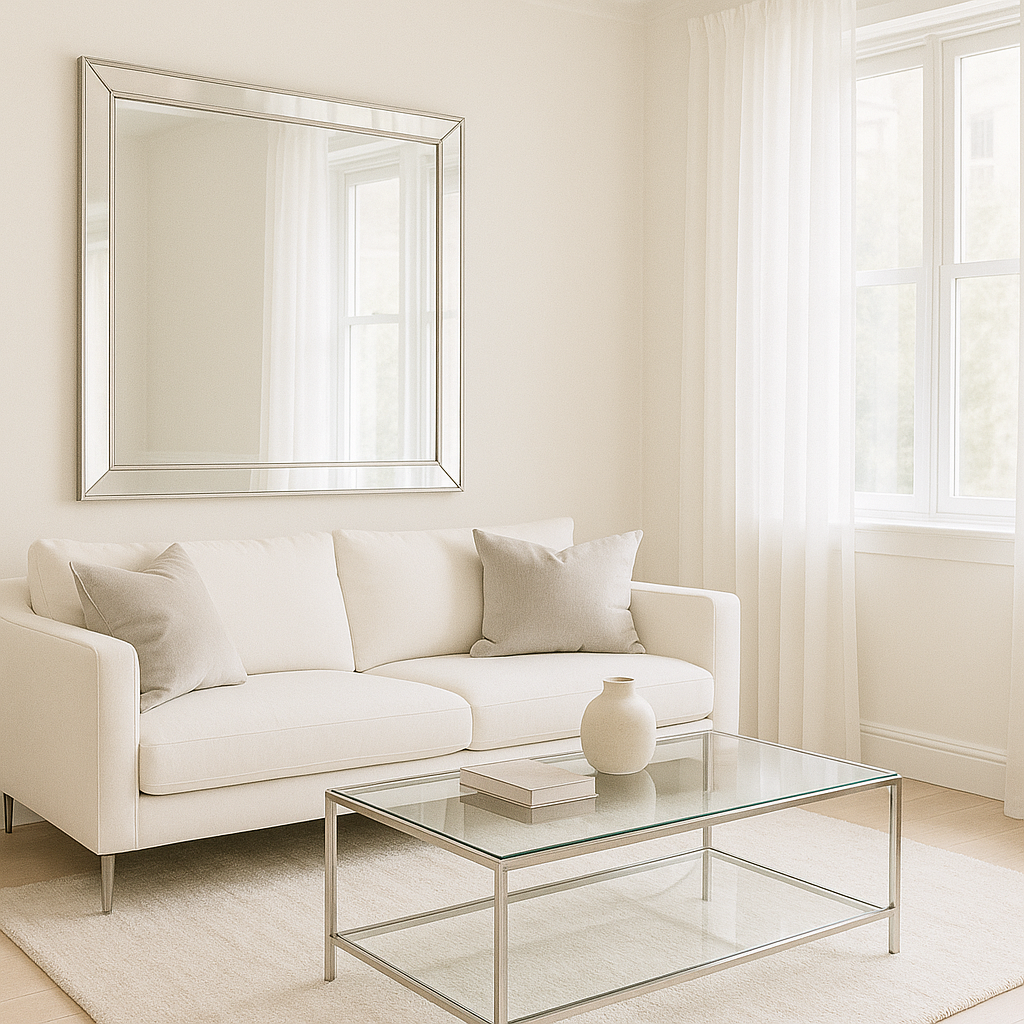 Modern Glam White with Mirrors & Glass