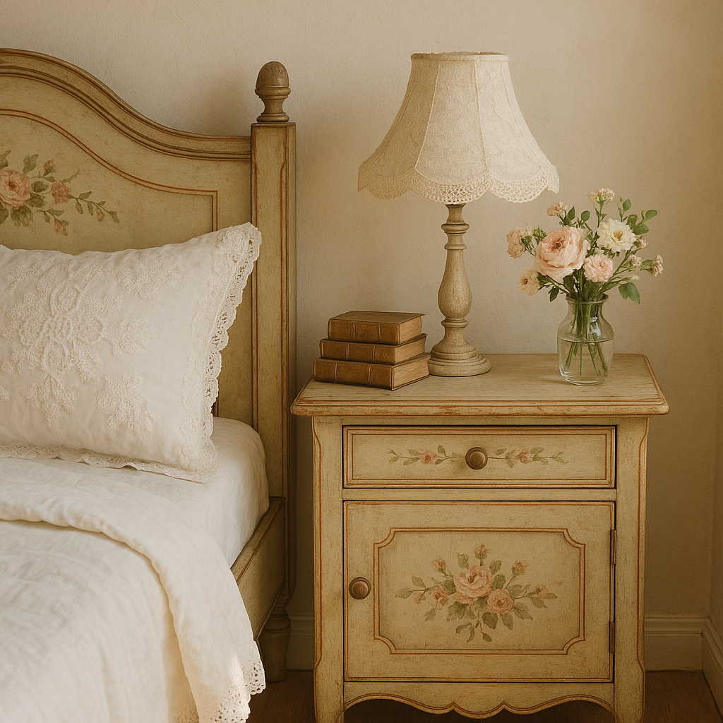 Vintage Nightstands with Romantic Patterns