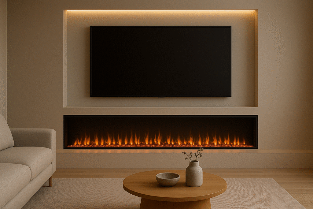 Built-In Modern Fireplace with TV Above