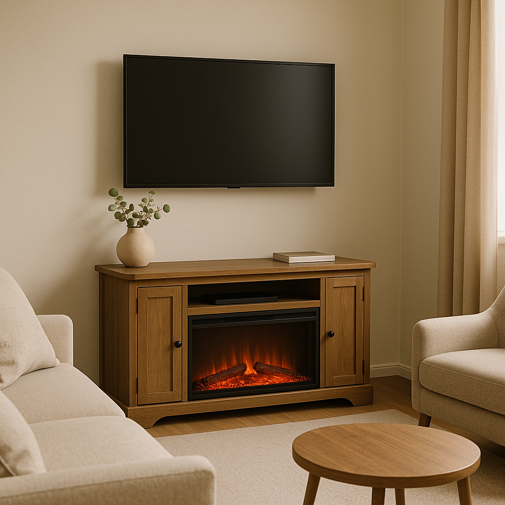 Corner Electric Fireplace with TV Setup