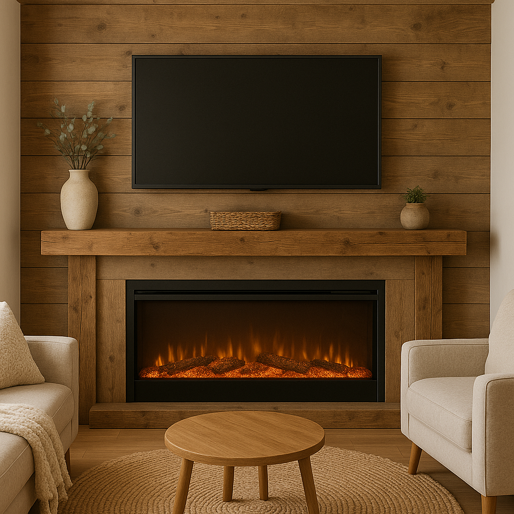Cozy Cottage Style Fireplace with TV