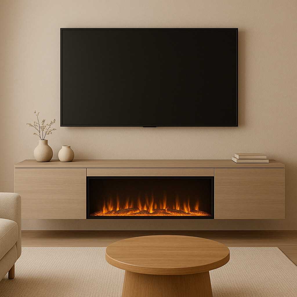 Floating TV Console with Electric Fireplace