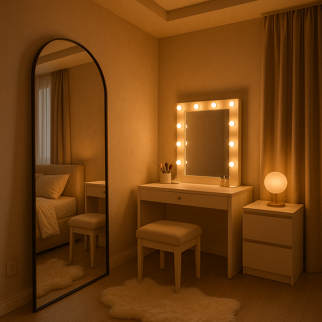 Floor Mirror & Vanity Corner
