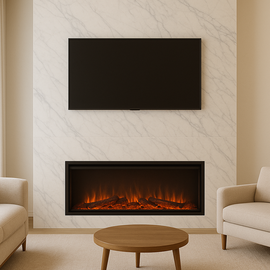 Luxury Marble Fireplace with Mounted TV