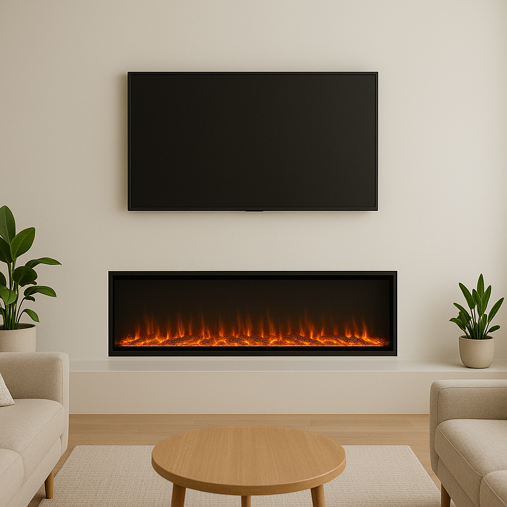 Minimalist Linear Electric Fireplace with TV
