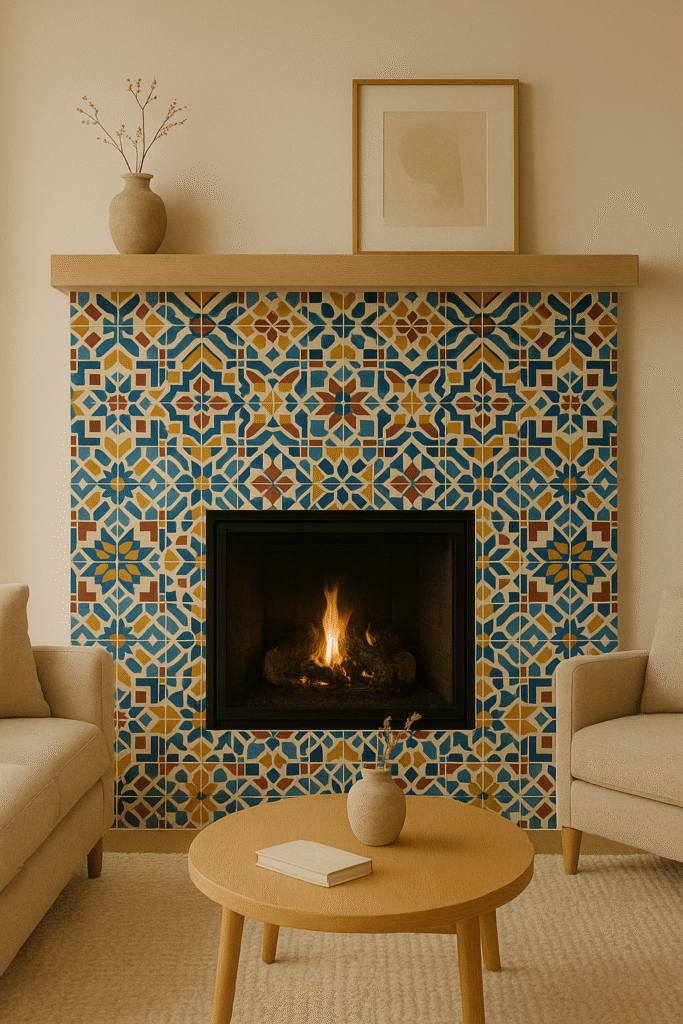 Tiled Fireplace with Pattern and Personality