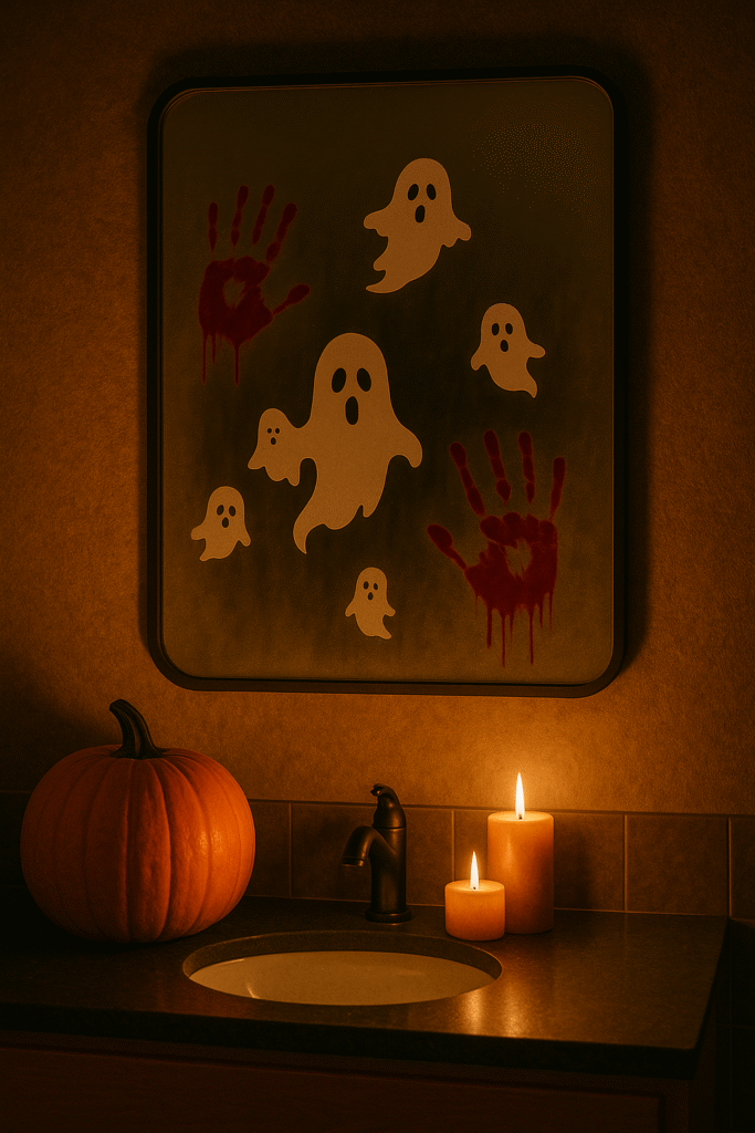 Use Creepy Mirror Stickers or Bloody Decals