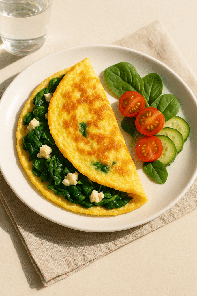 Veggie Omelet with Spinach and Feta