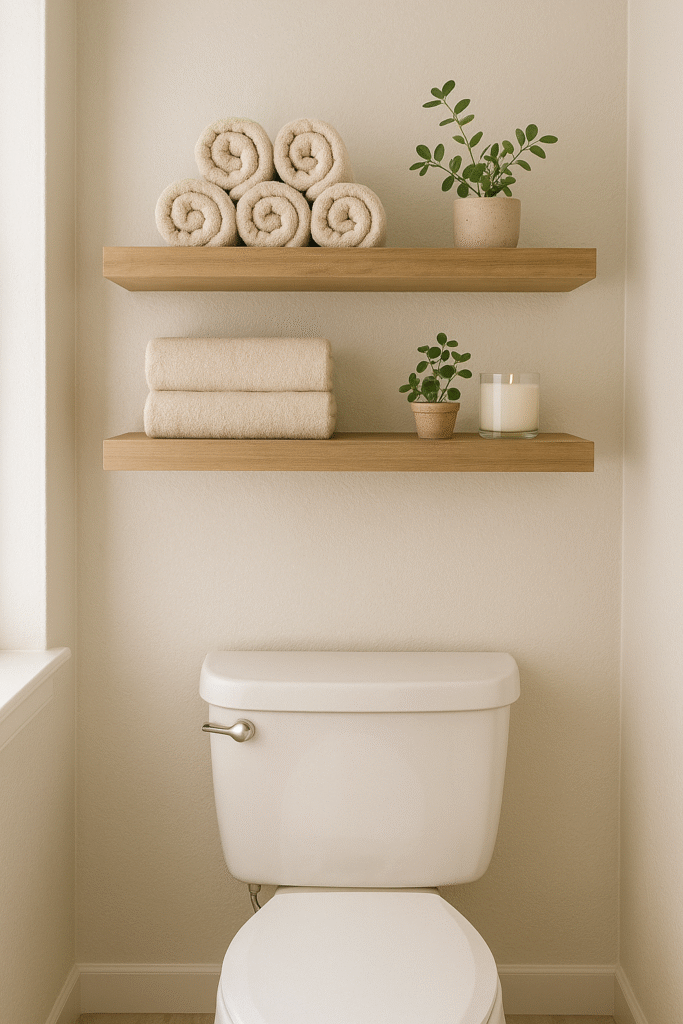 Use Floating Shelves Above the Toilet